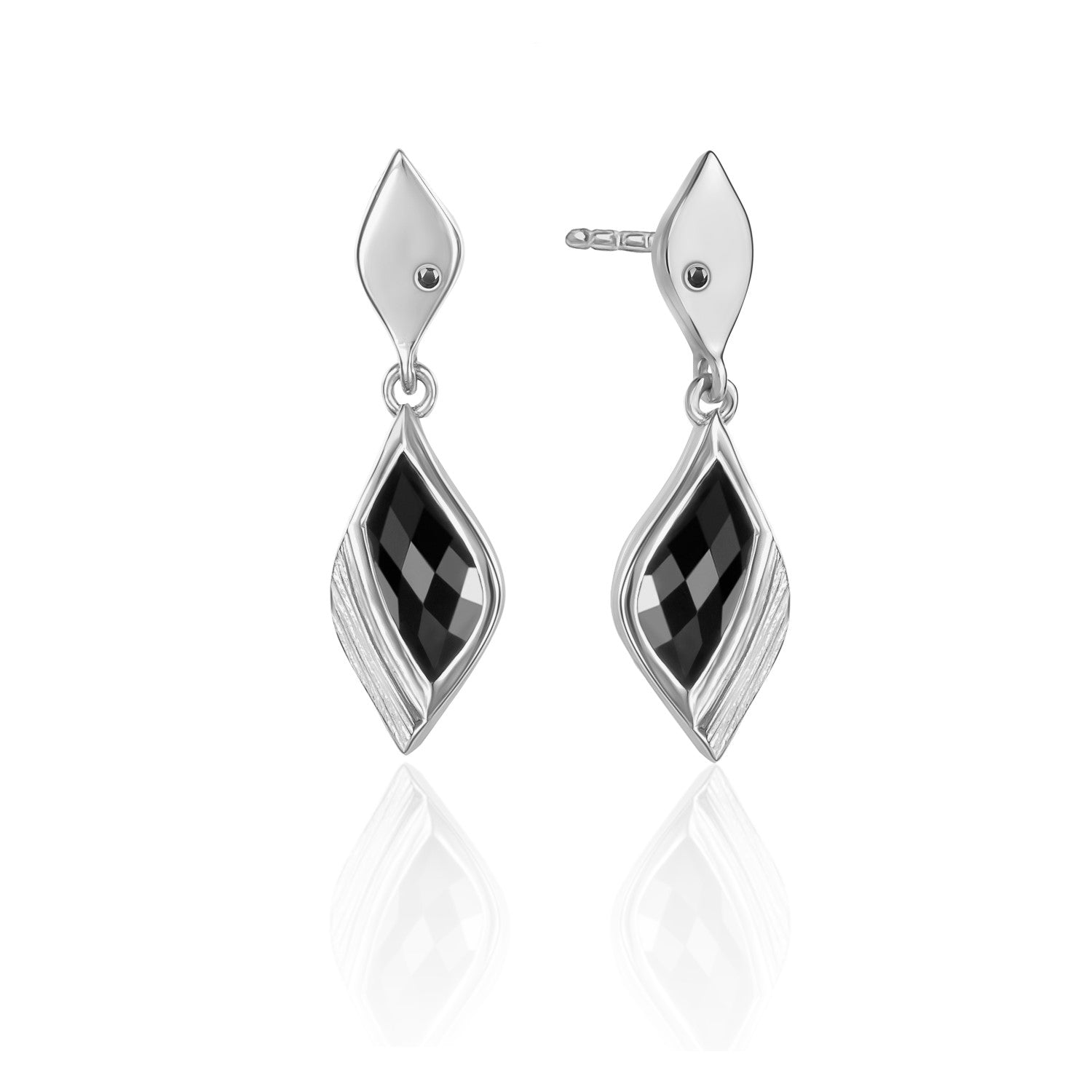 Strength Silver Onyx Drop Earrings