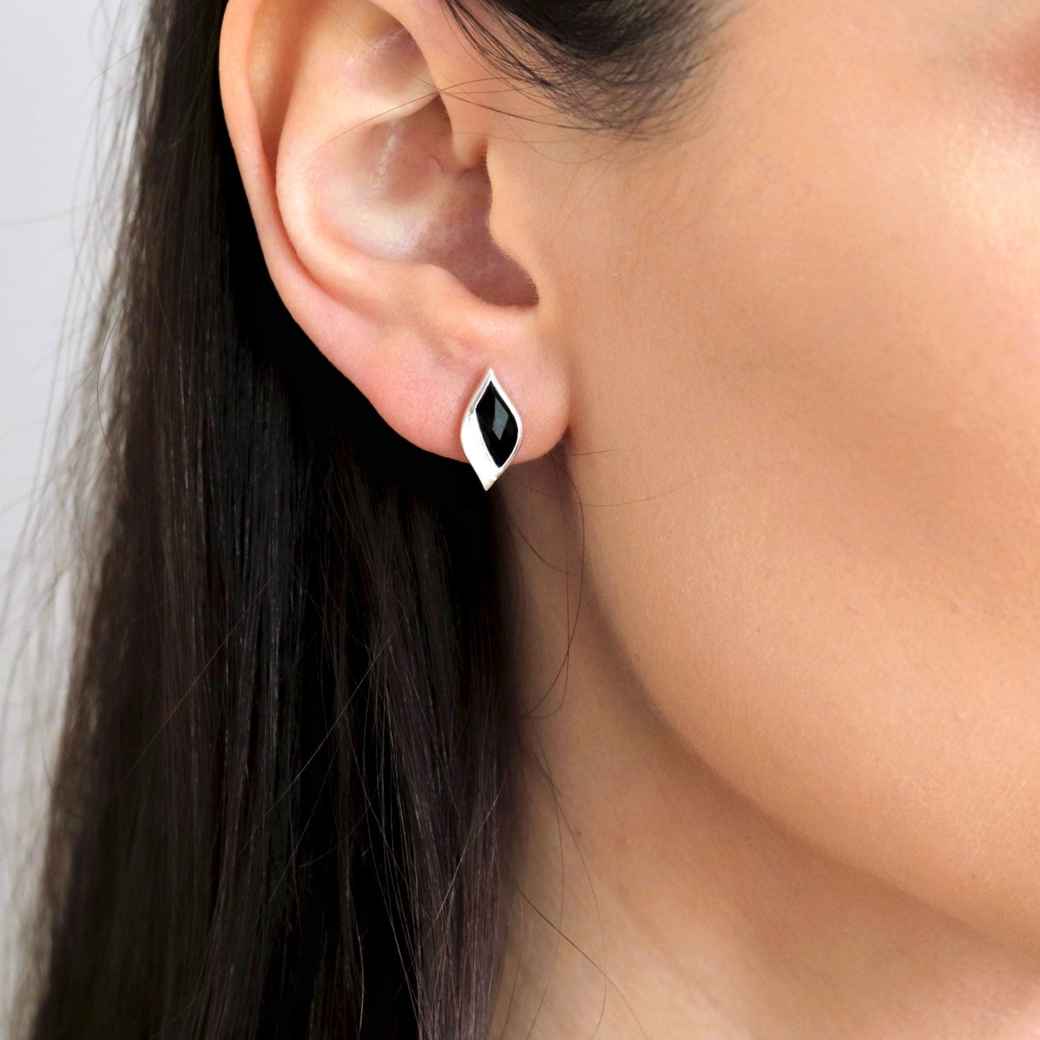 Strength Silver Onyx Stud Earrings