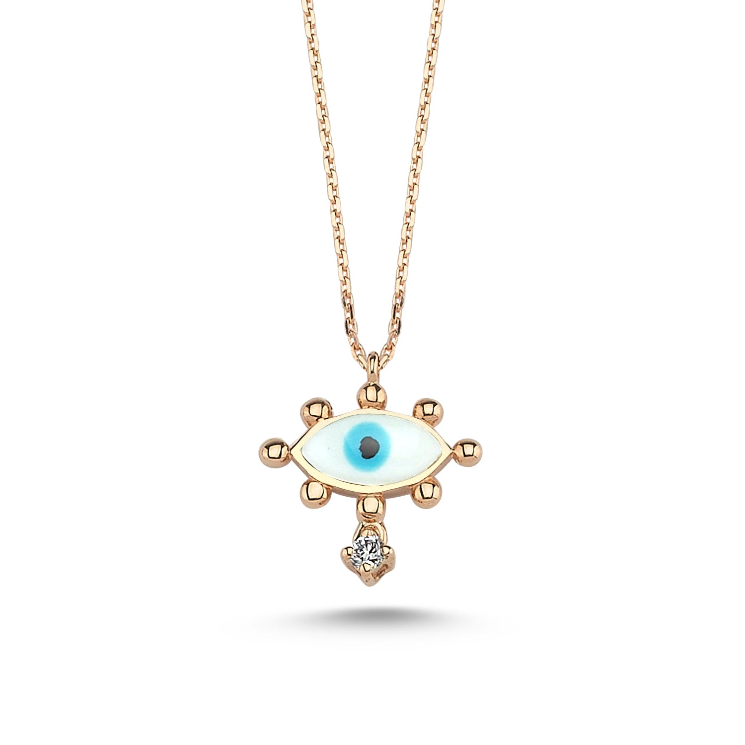 Small Evil Eye Necklace (White)