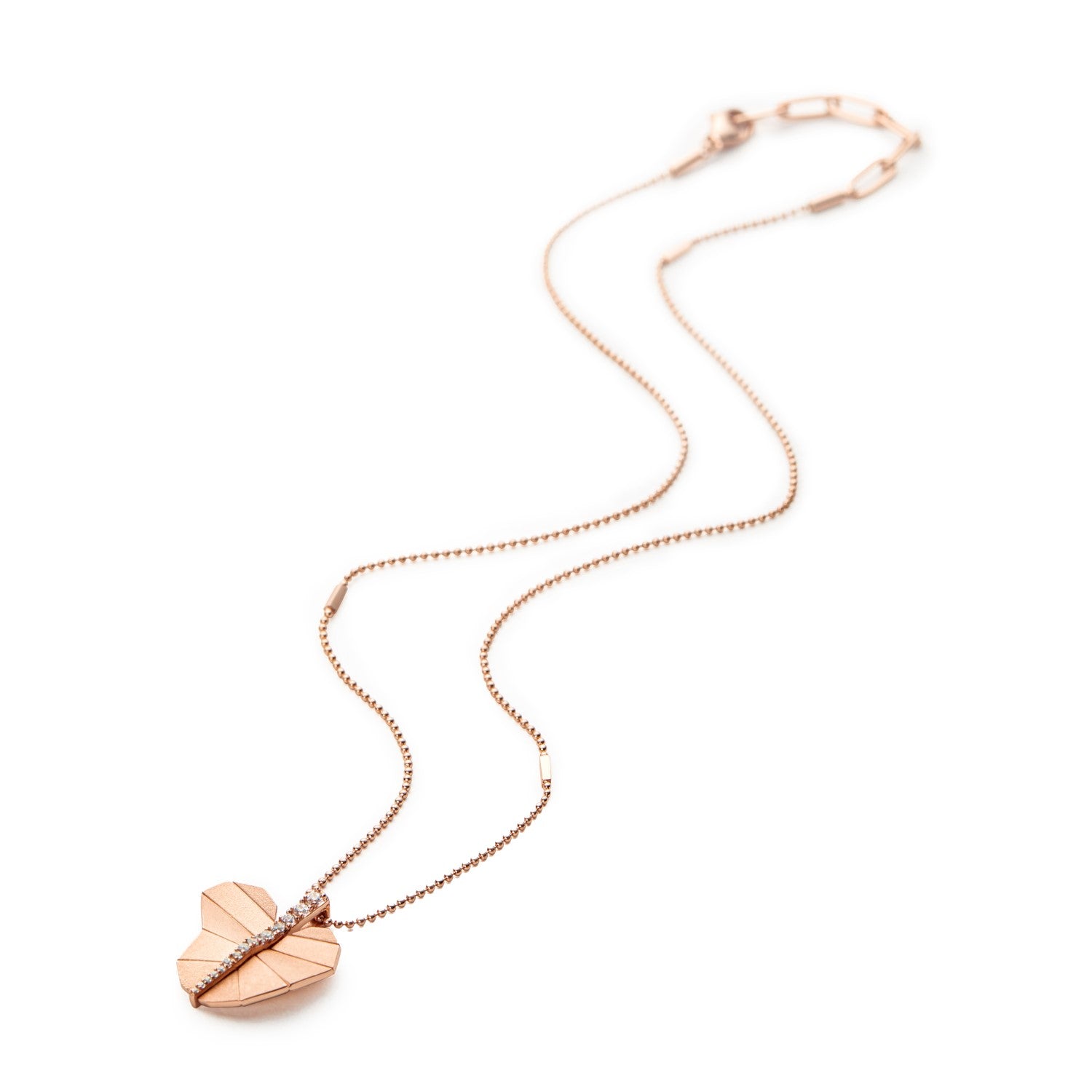 Busia Leaf Necklace - Rose Gold (Large)