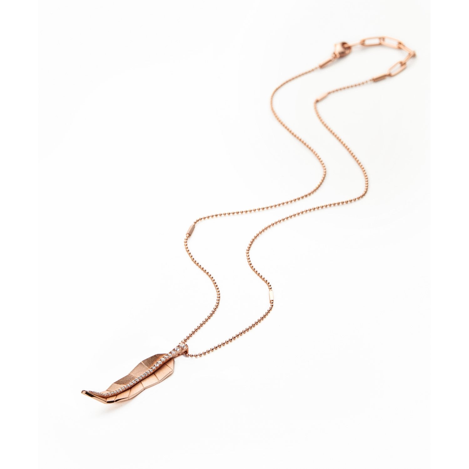 Busia Leaf Necklace - Rose Gold