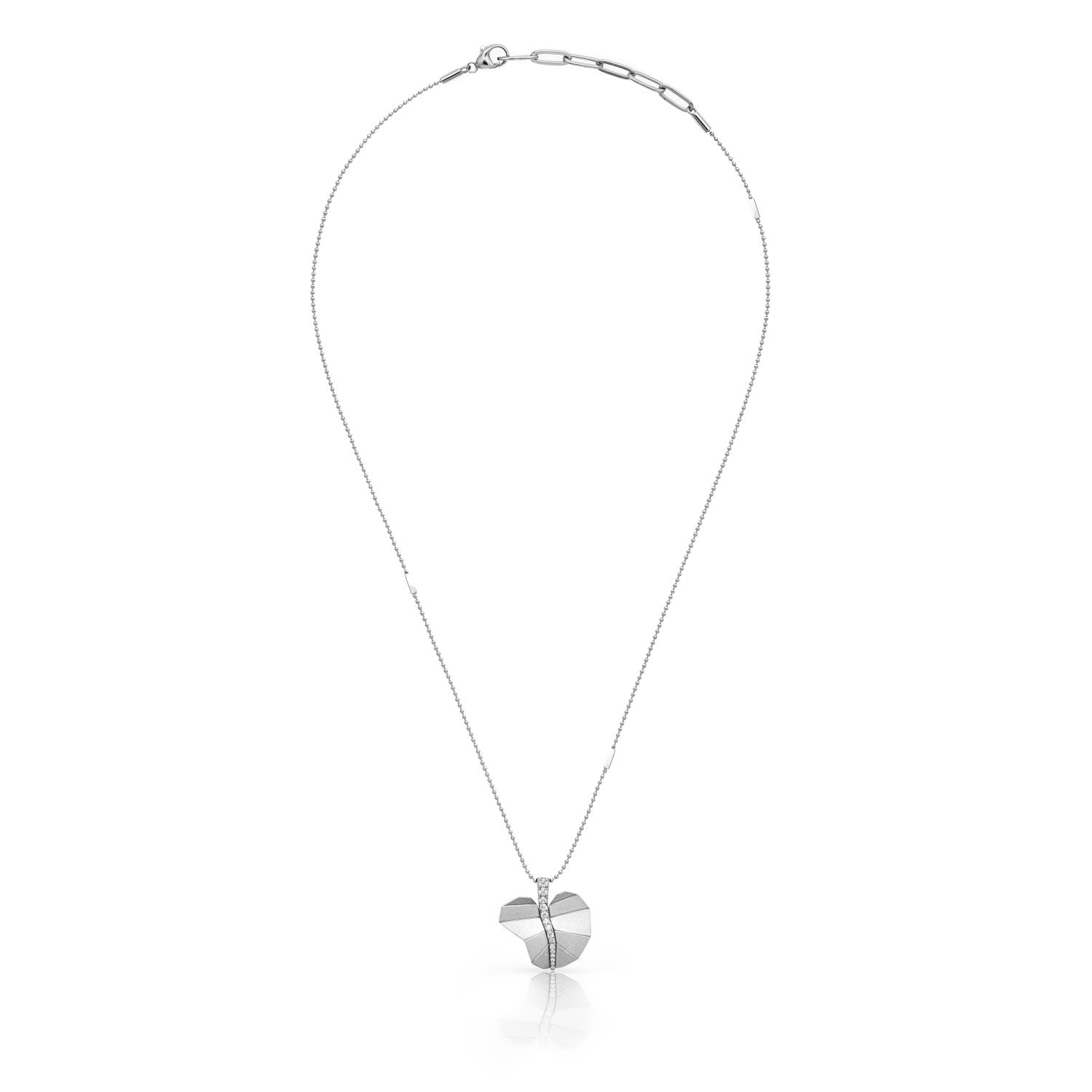 Busia Leaf Necklace - White Gold (Large)