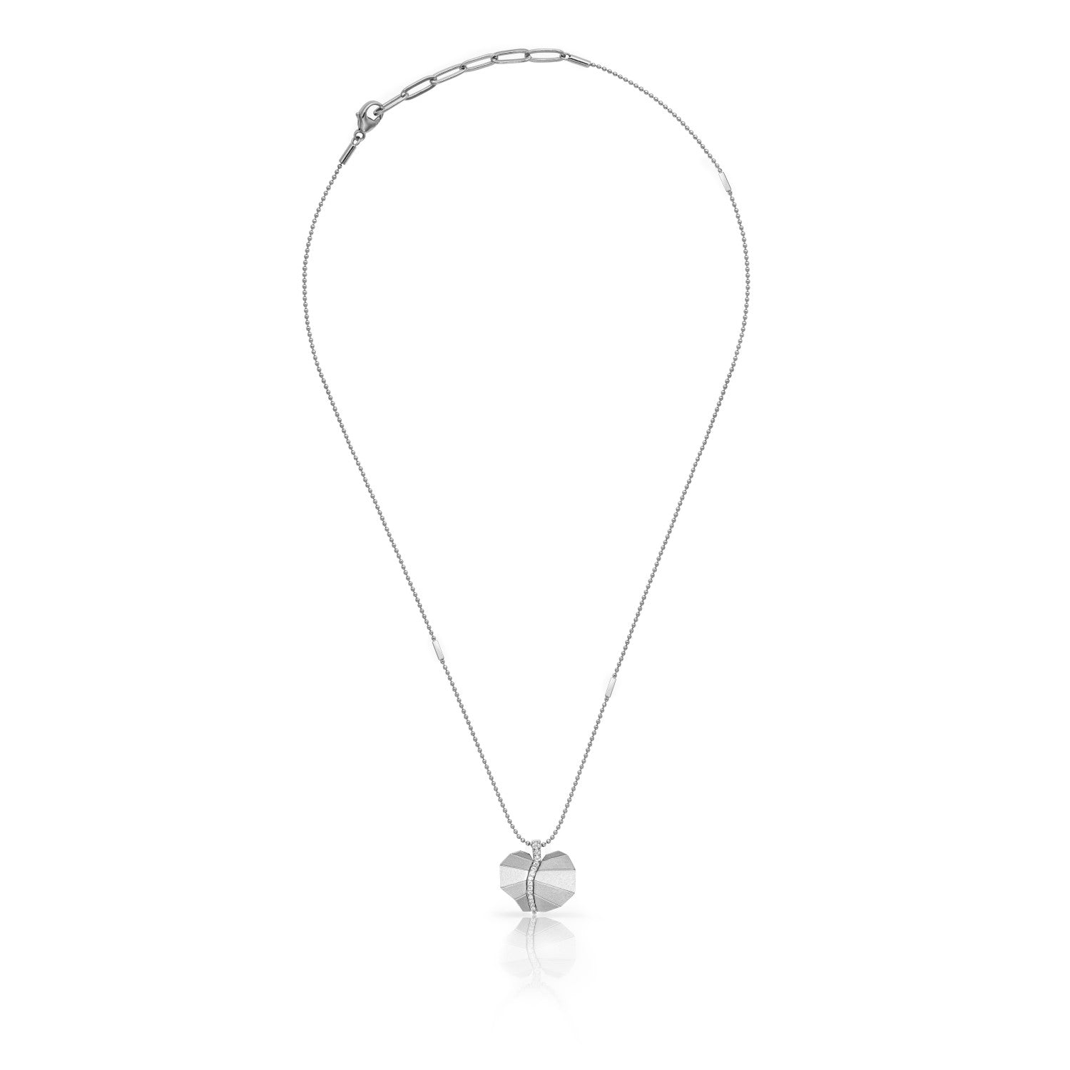 Busia Leaf Necklace - White Gold (Small)