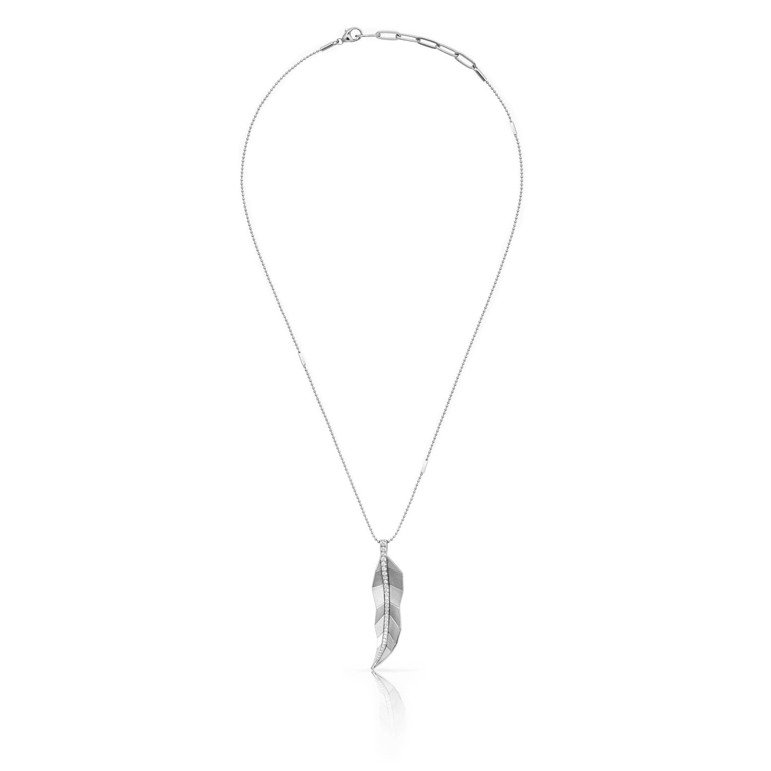 Busia Leaf Necklace - White Gold