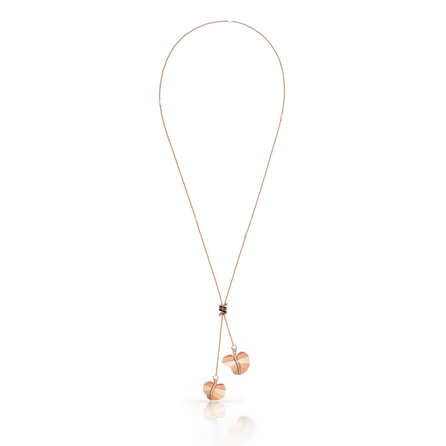 Double Round Busia Leaf Necklace - Rose Gold