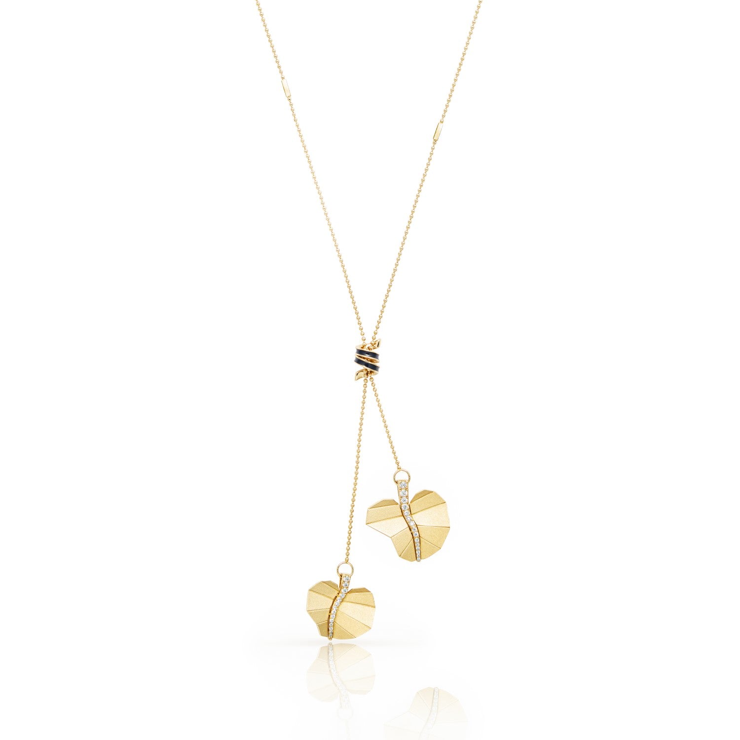 Double Round Busia Leaf Necklace - Yellow Gold