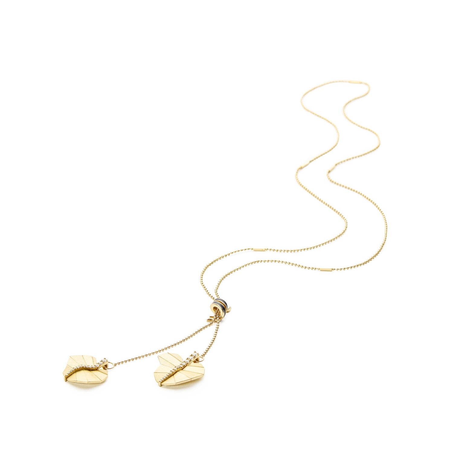 Double Round Busia Leaf Necklace - Yellow Gold