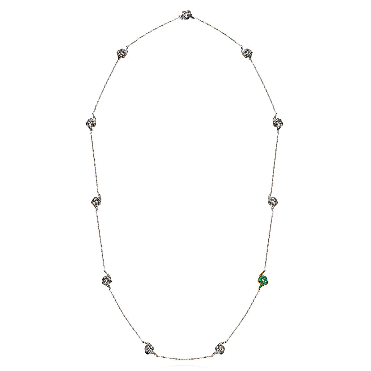 Diamond Necklace with Emeralds