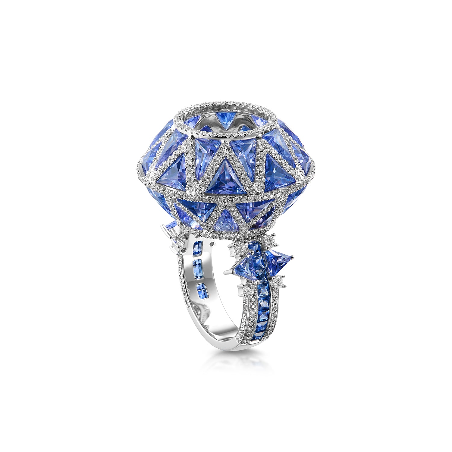 Trinity Cocktail Ring with Blue Sapphire