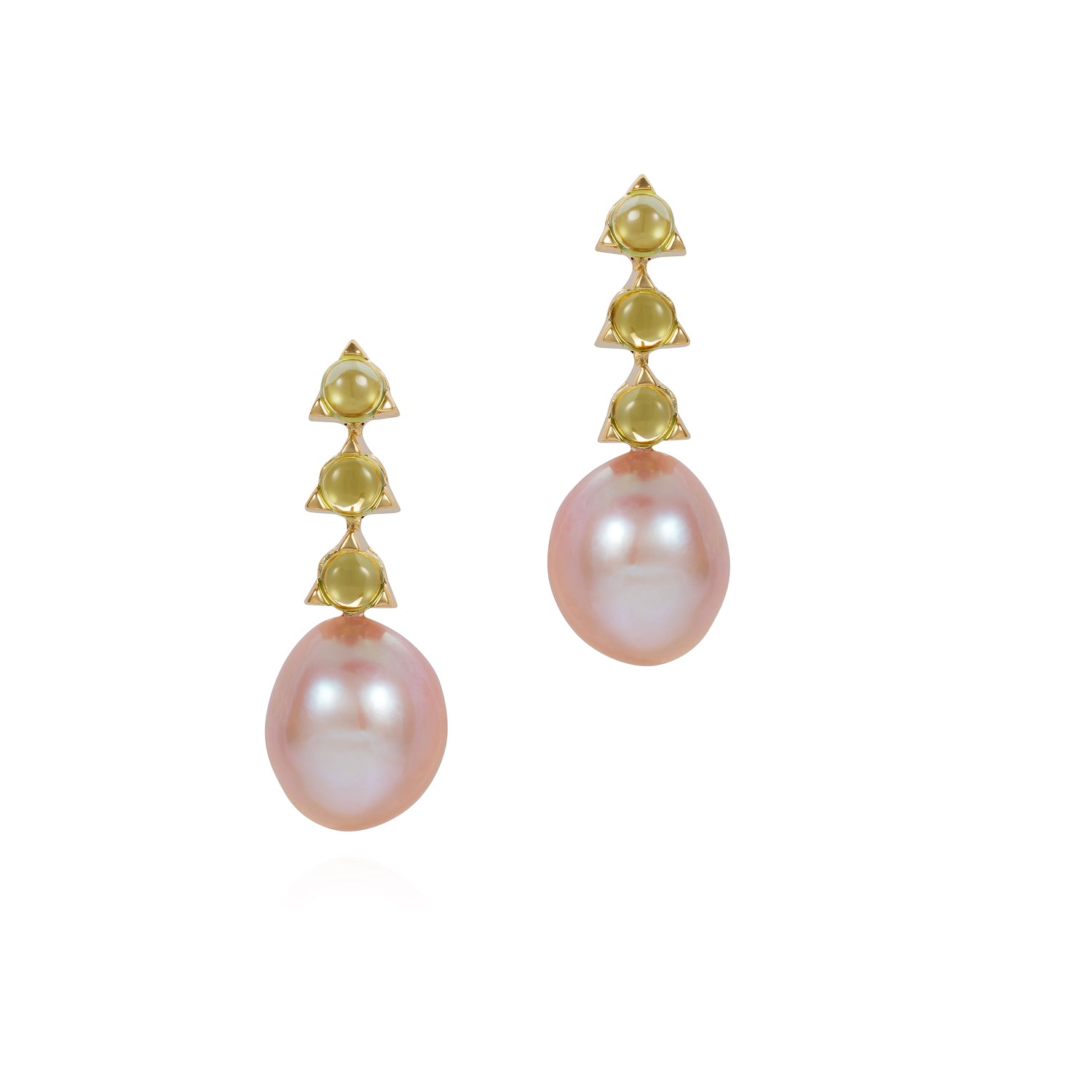 3 Stone Baroque Pearl Earrings