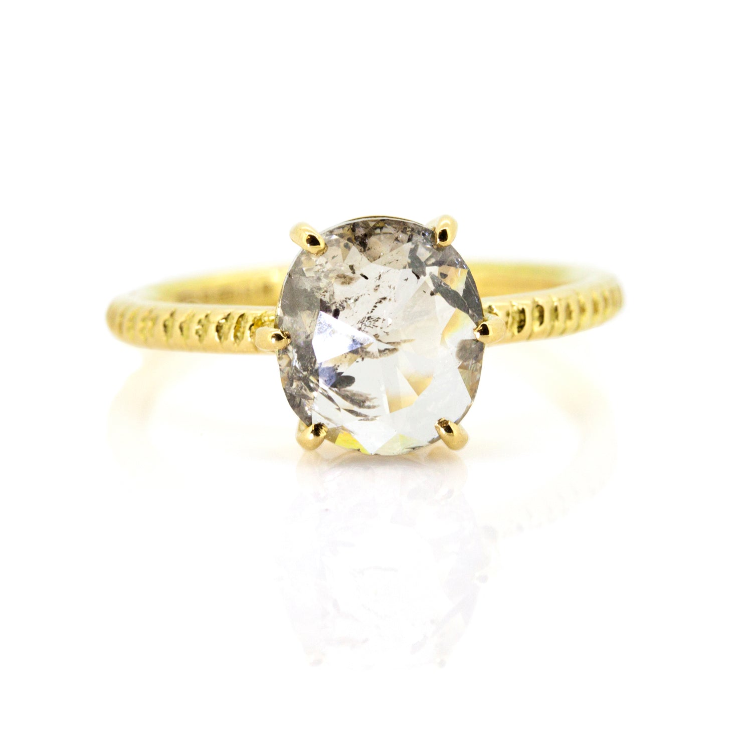 Oval Rose Cut Diamond Claw Ring