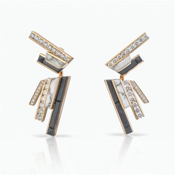 Stellar Dusk Stud Earrings with Ear Jackets by Tomasz Donocik