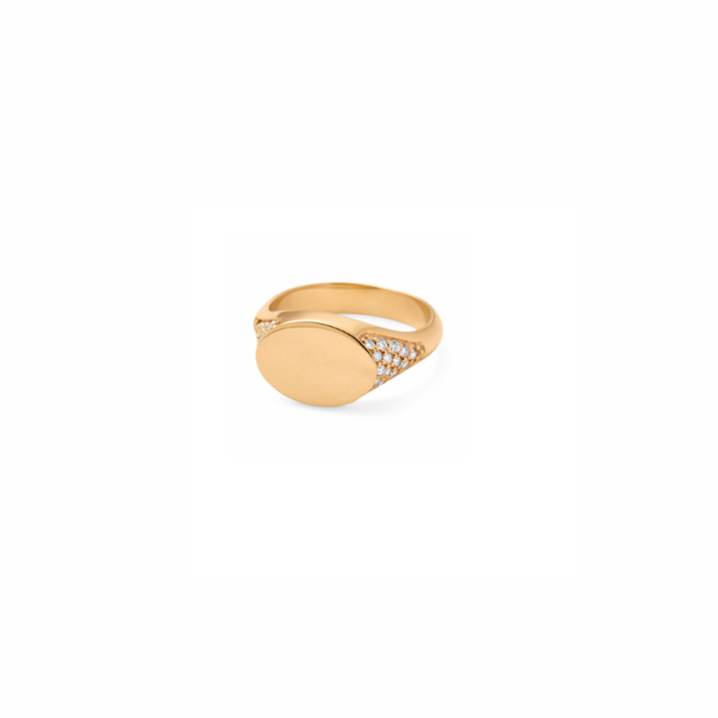 Yvonne Léon 9k Yellow Chevalier Diamond Signet Ring in Metallic | Lyst UK