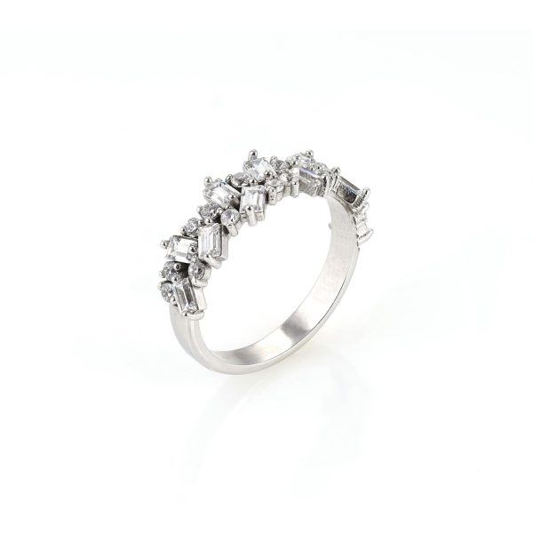 White Gold Jagged Eternity Ring by Myriam Soseilos