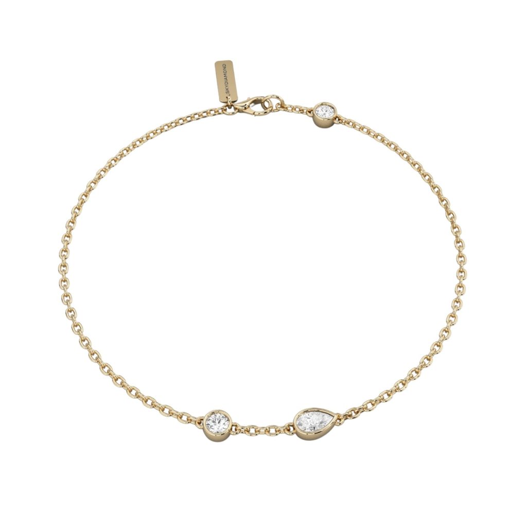 Faie 0.4ct Three Stone Chain Bracelet by Skydiamond